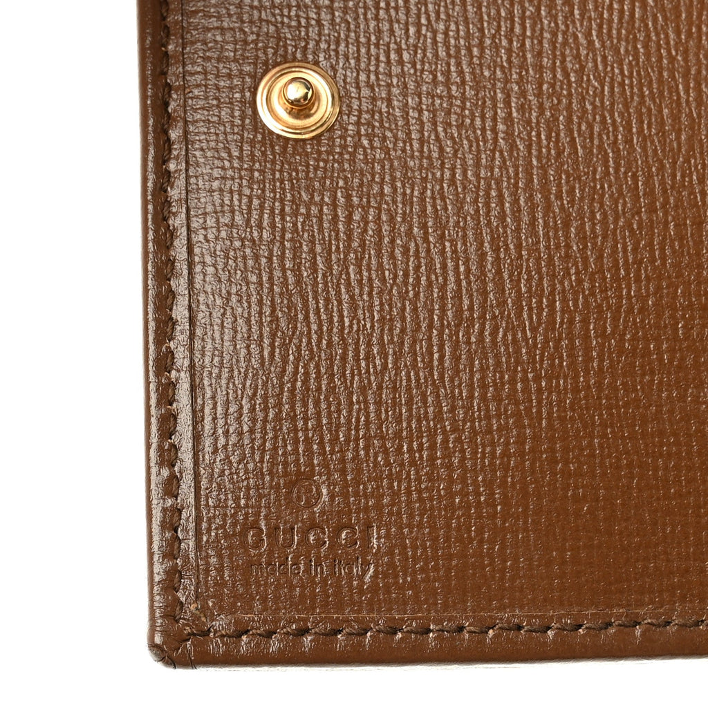 Gucci GG Supreme Monogram Horsebit 1955 Card Case Wallet Beige Ebony Brown Sugar