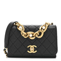 Chanel Calfskin Quilted Pearl Jewel Chain Flap Black
