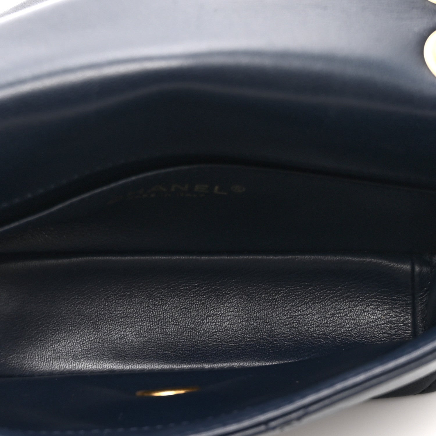 Chanel Shiny Lambskin Small Chain Is More Flap Navy Blue