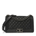 Chanel Lambskin Quilted Medium Boy Flap Dark Grey