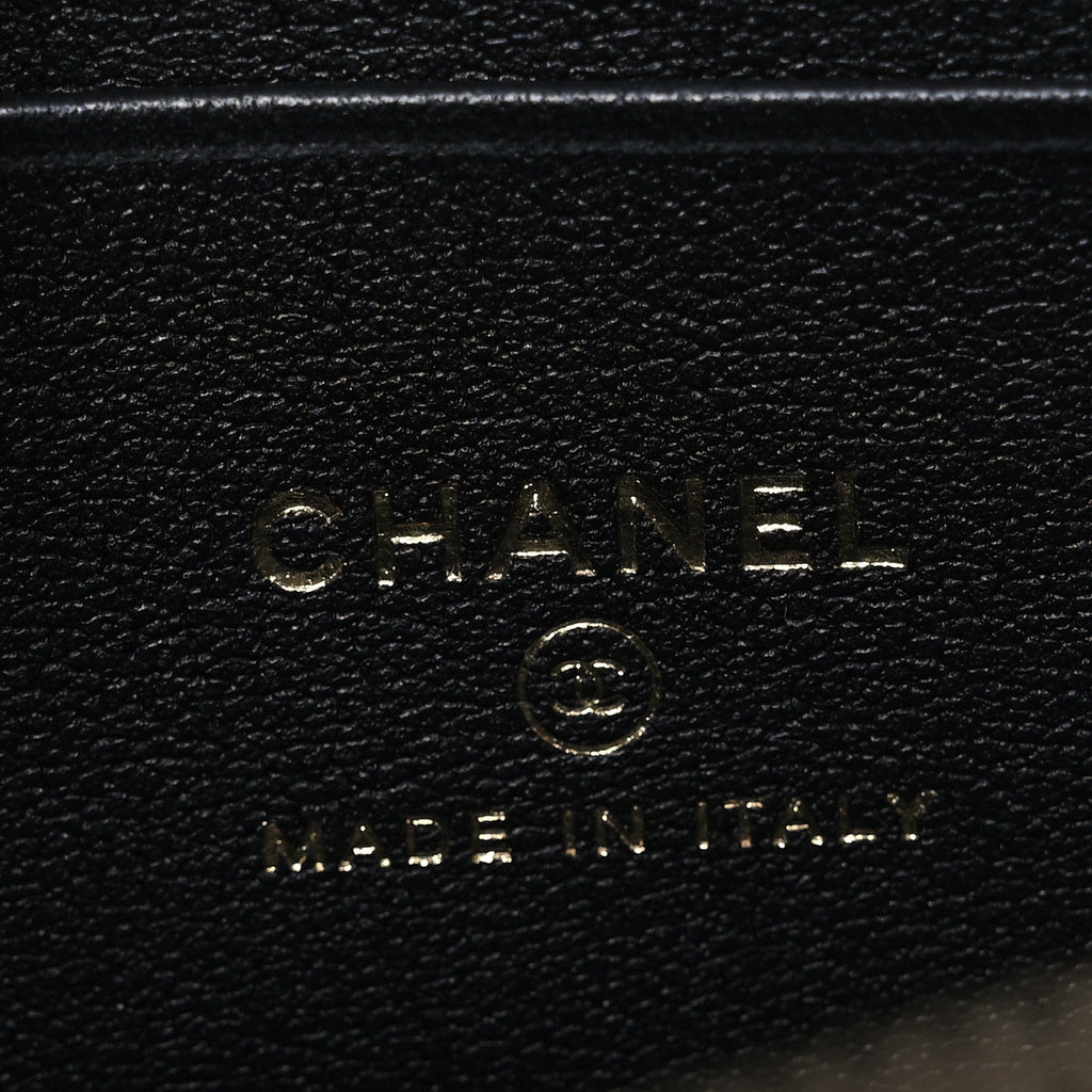 Chanel Tweed Quilted Small Vanity Case With Chain Black Purple Green Red