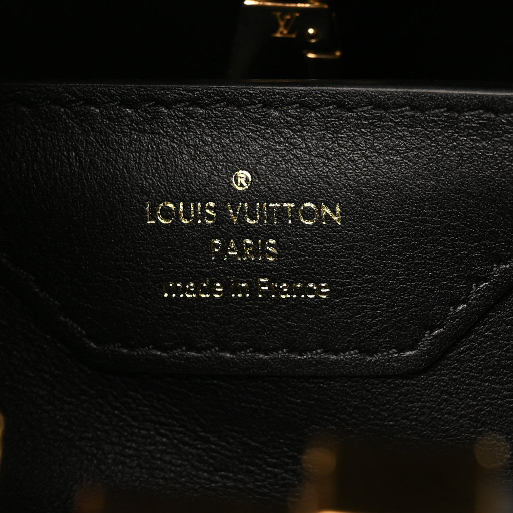 Louis Vuitton Lambskin Quilted Flower Capucines PM Black