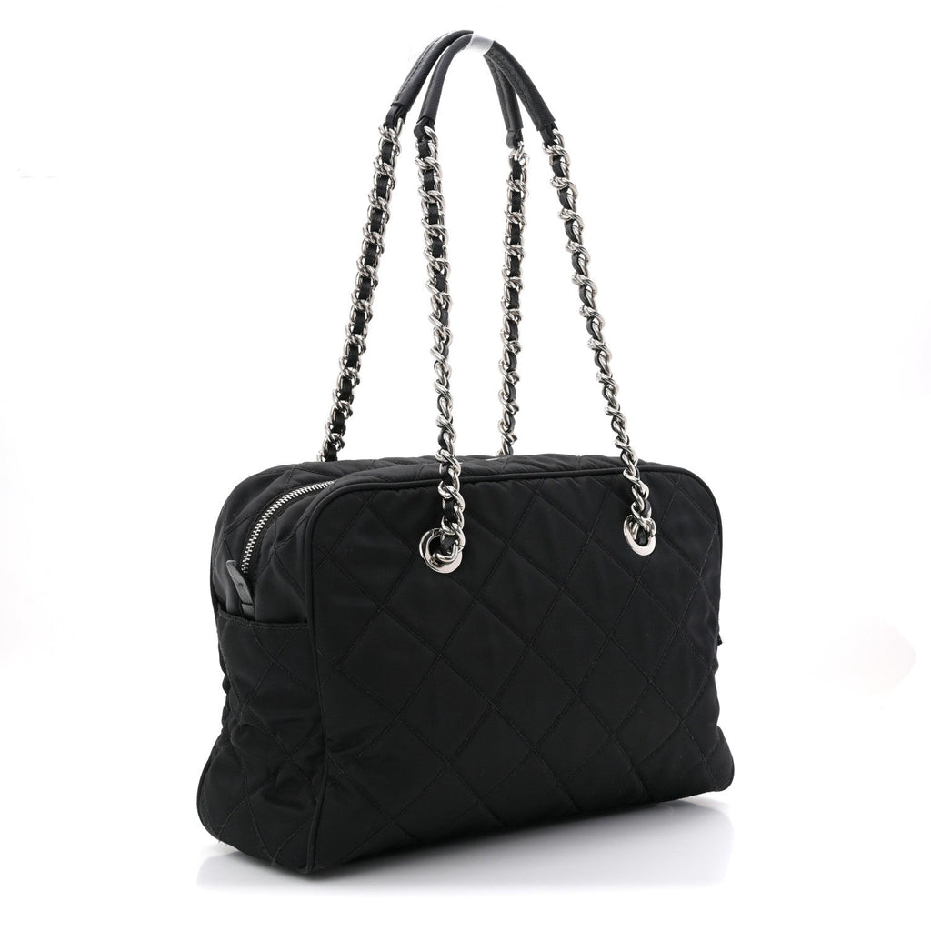 Prada Nylon Tessuto Impuntu Quilted Shoulder Bag Black