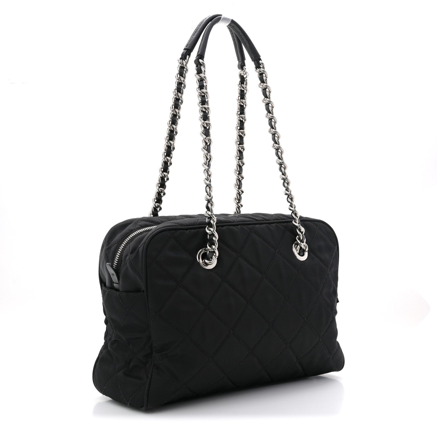 Prada Nylon Tessuto Impuntu Quilted Shoulder Bag Black