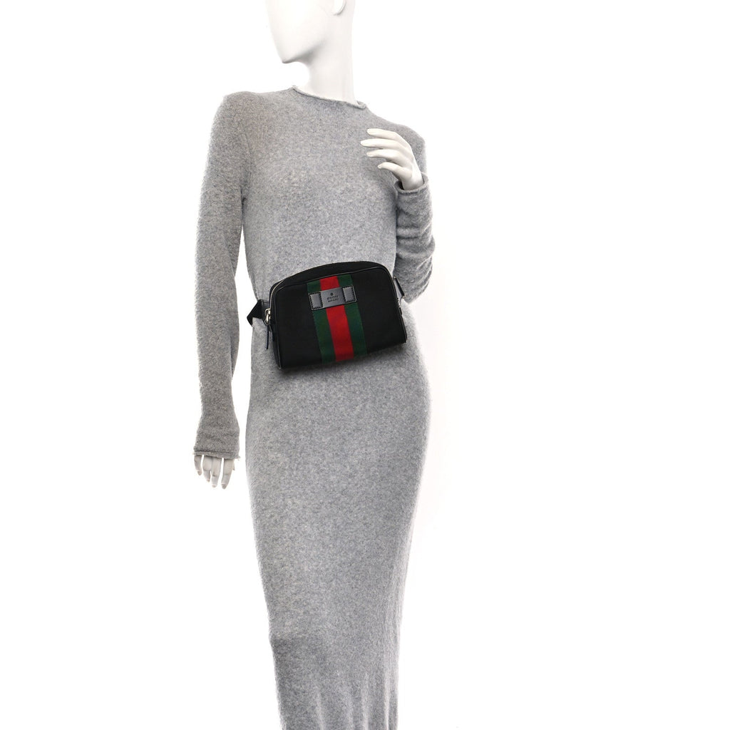 Gucci Canvas Web Slim Belt Bag Black
