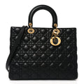 Christian Dior Lambskin Cannage Large Lady Dior Black