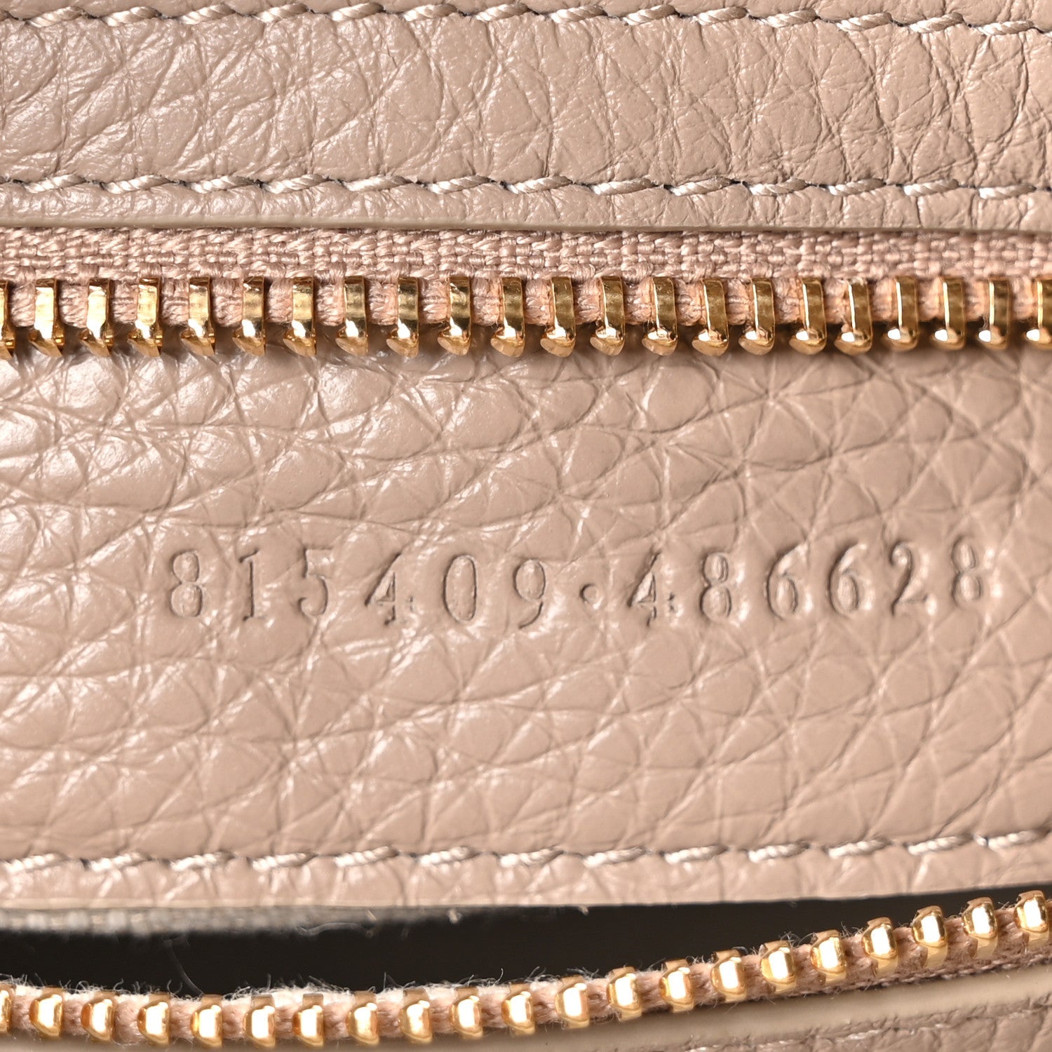 Gucci GG Grainy Calfskin Emblem Medium Half Moon Shoulder Bag Taupe