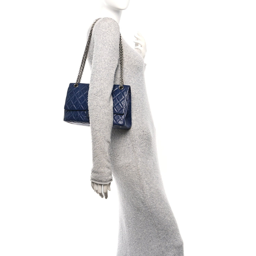 Chanel Aged Calfskin Quilted 2.55 Reissue 226 Flap Dark Blue