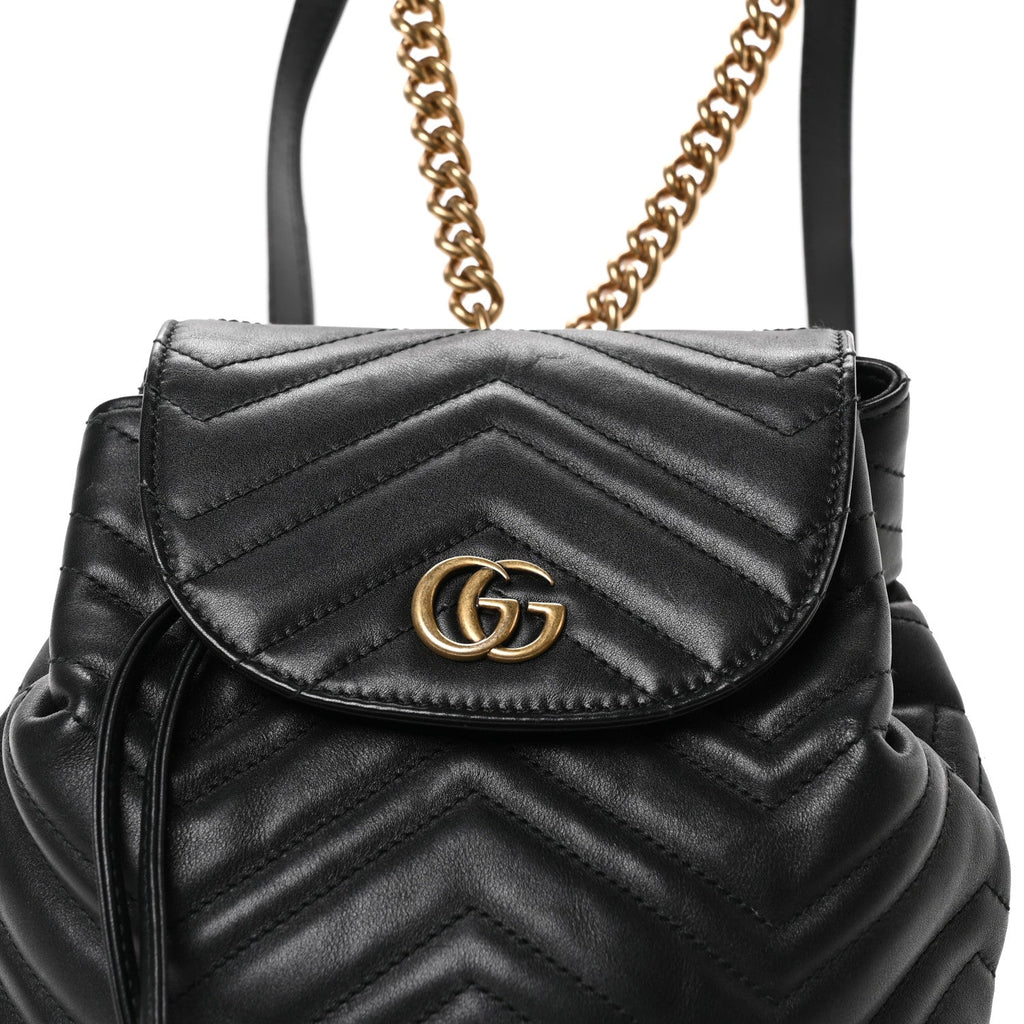 Gucci Calfskin Matelasse GG Marmont Flap Backpack Black