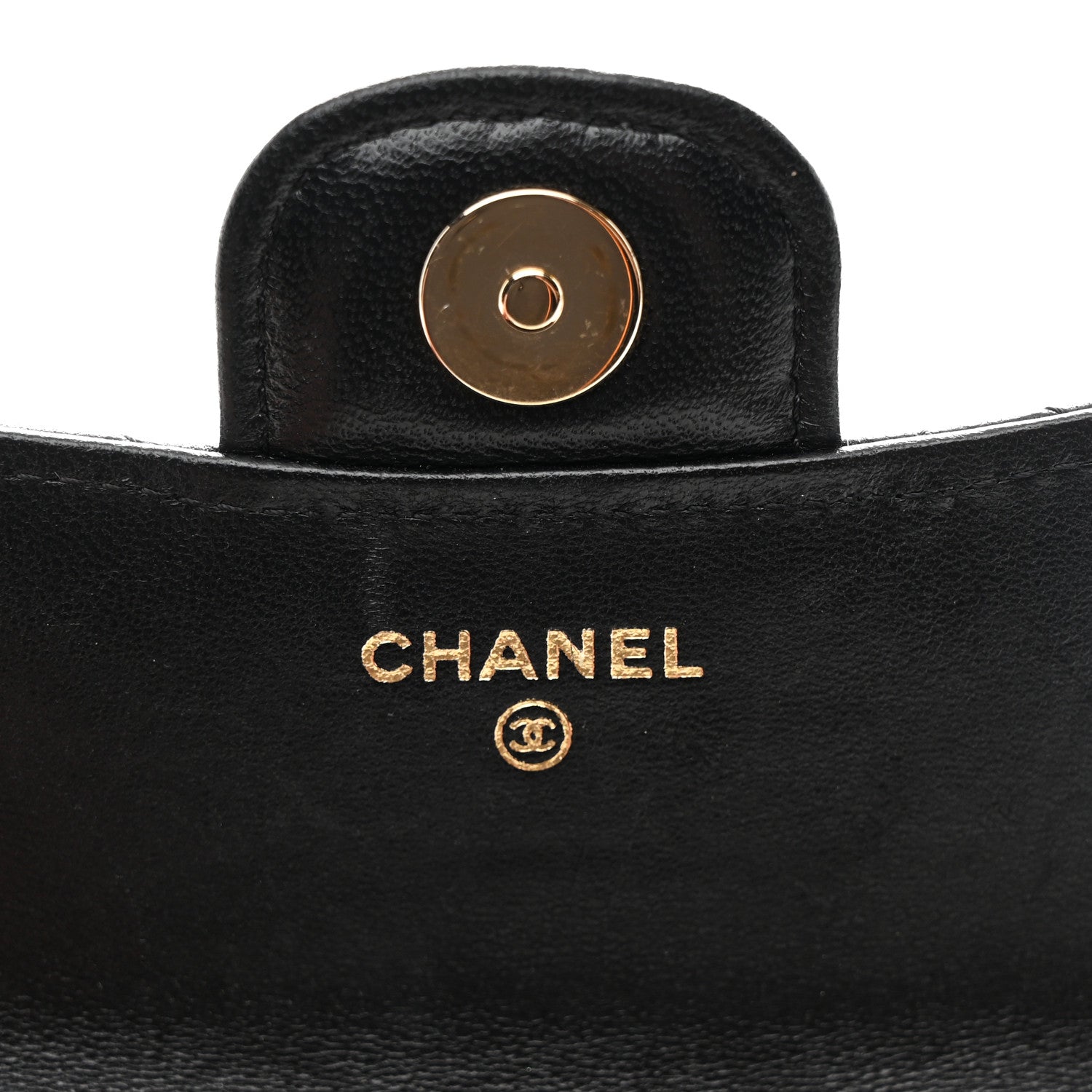 Chanel Lambskin Quilted Top Handle Flap Coin Purse With Chain Black