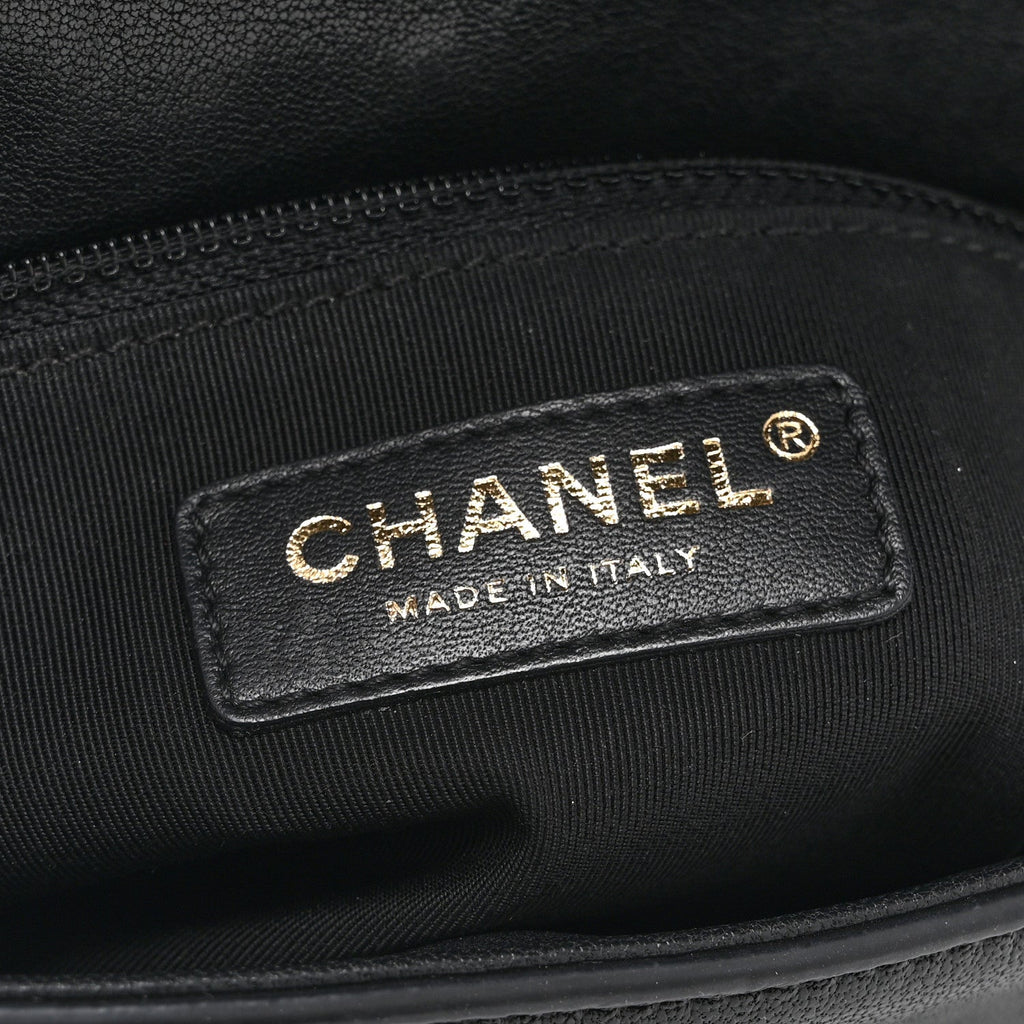 Chanel Sheepskin Chevron Quilted Mini Double Chevron Flap Black
