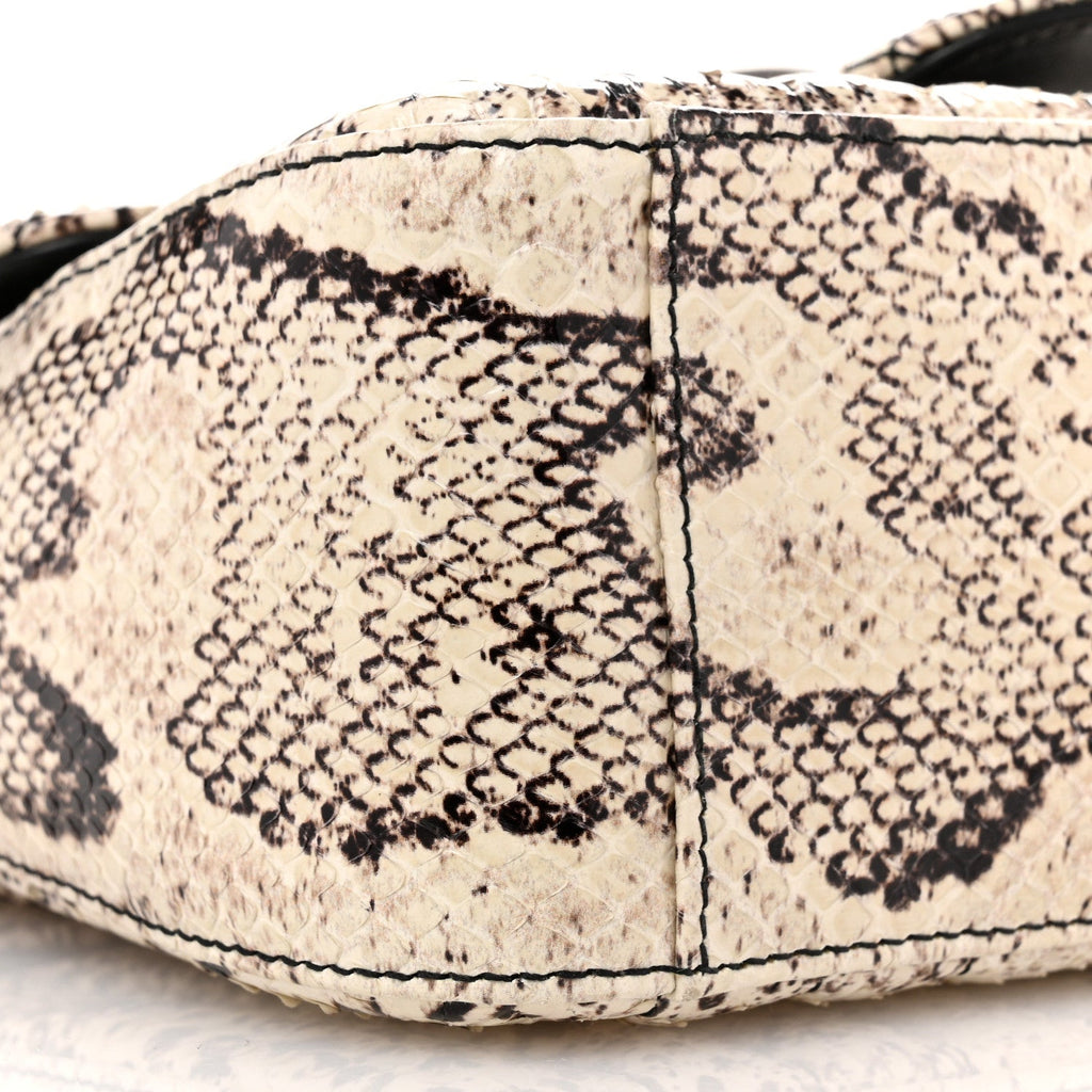 Gucci Snakeskin Matelasse Aria Mini GG Marmont Top Handle Shoulder Bag Roccia