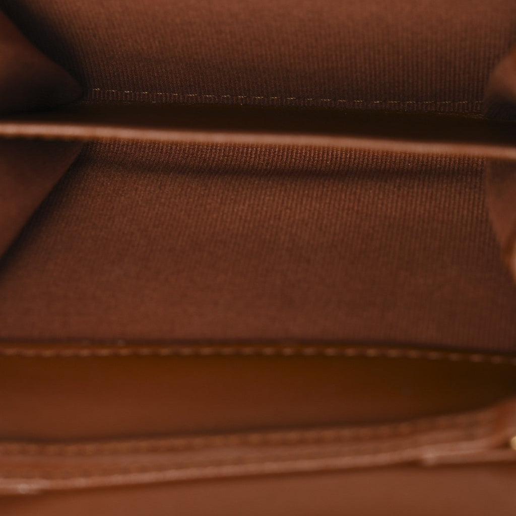 Chanel Lambskin Quilted Studded CC Clutch With Chain Brown