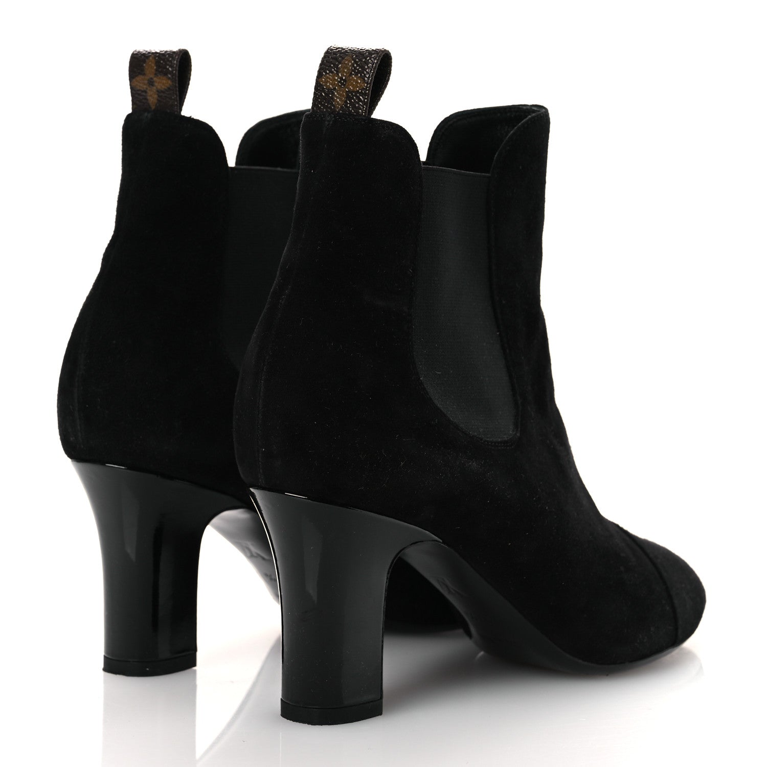 Louis Vuitton Suede Monogram Uniformes Cap Toe Chelsea 75mm Ankle Boots 37.5 Black