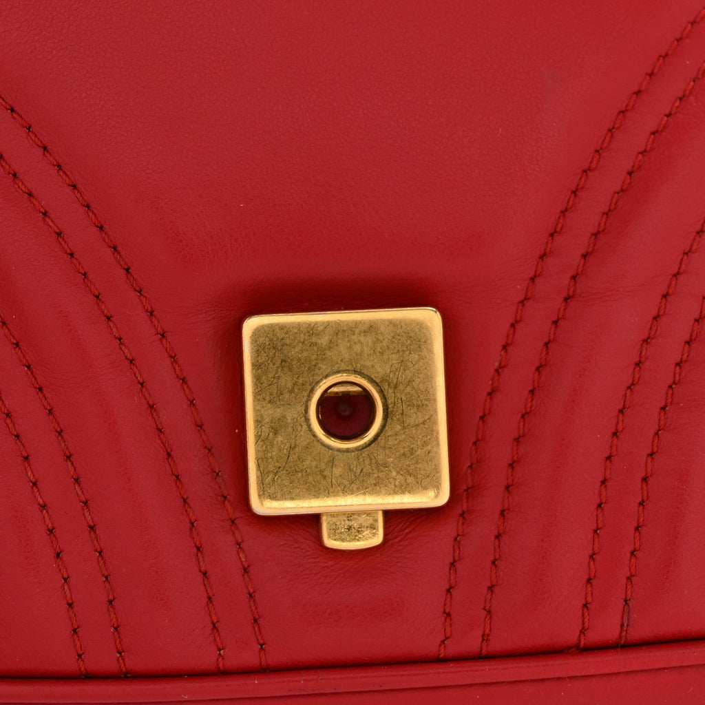 Gucci Calfskin Matelasse Small GG Marmont Shoulder Bag Hibiscus Red