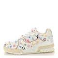 Louis Vuitton LV X TM Calfskin Monogram Multicolor Womens LV Trainer Sneakers 38 White