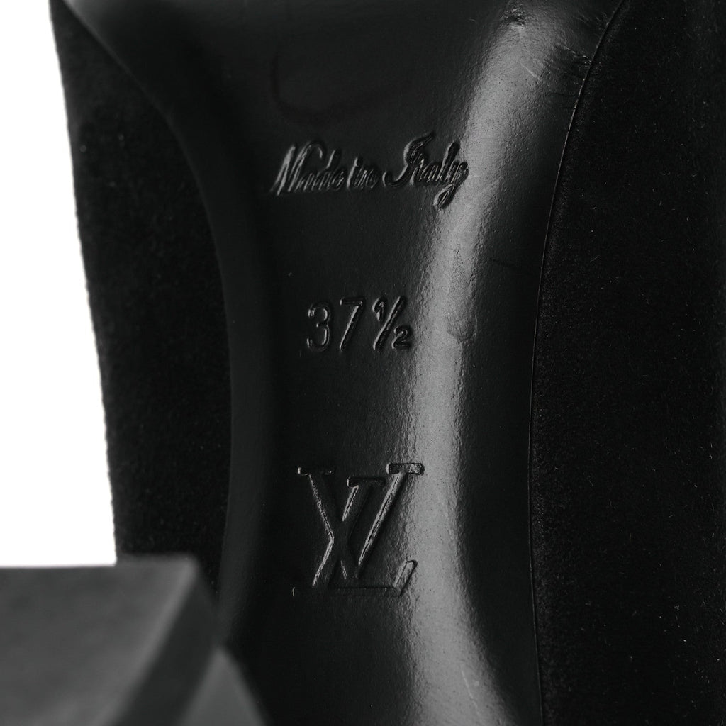 Louis Vuitton Suede Monogram Uniformes Cap Toe Chelsea 75mm Ankle Boots 37.5 Black