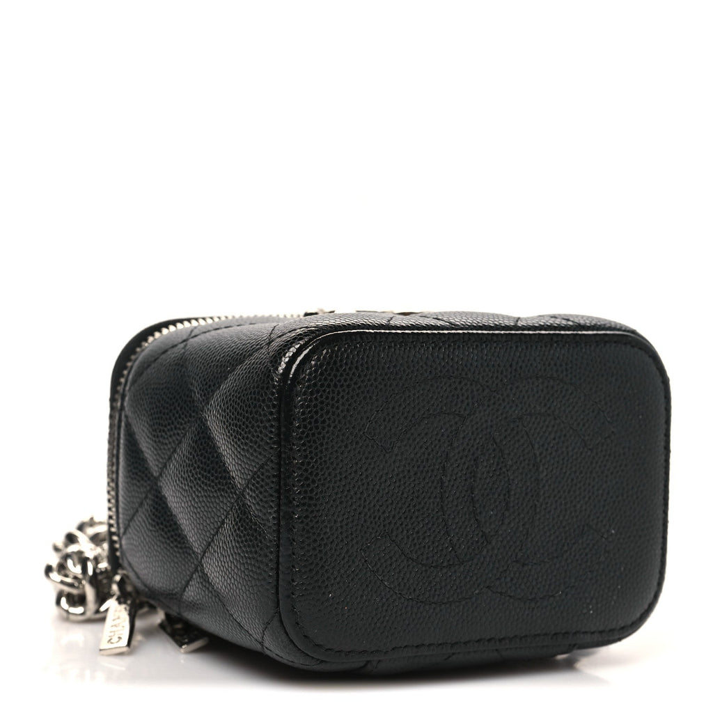Chanel Caviar Quilted Mini Vanity Case With Chain Black