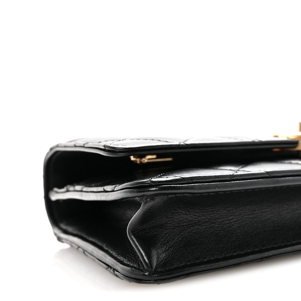 Chanel Calfskin Quilted Perfect Fit Wallet On Chain WOC Black