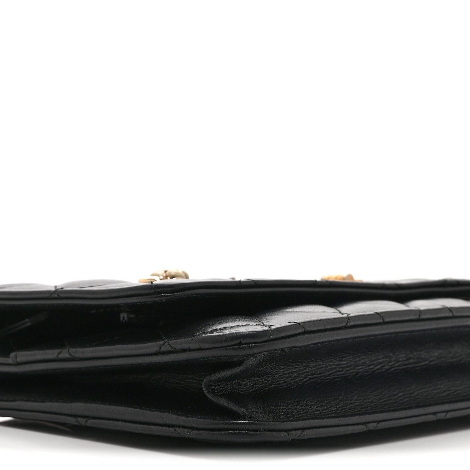 Chanel Aged Calfskin Quilted Lucky Charms 2.55 Reissue Wallet On Chain WOC Black