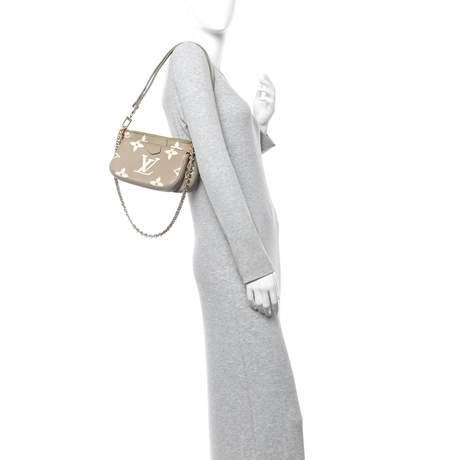 Louis Vuitton Empreinte Monogram Giant Multi Pochette Accessories Khaki Creme