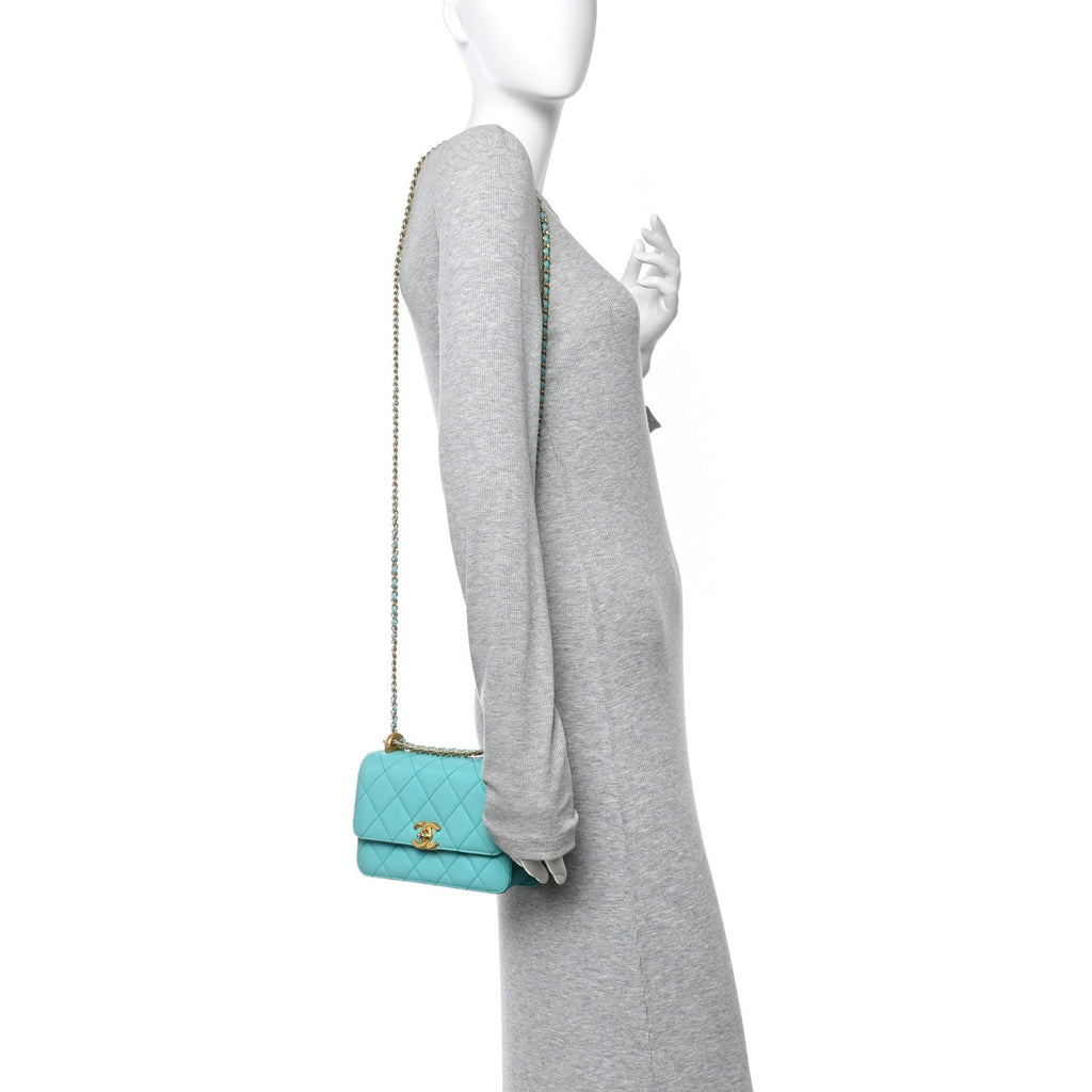Chanel Calfskin Quilted Mini Perfect Fit Flap Turquoise