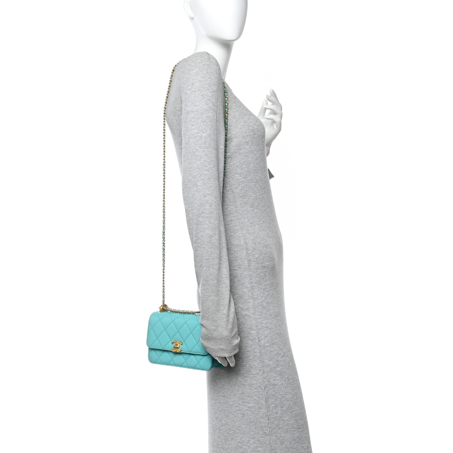 Chanel Calfskin Quilted Mini Perfect Fit Flap Turquoise