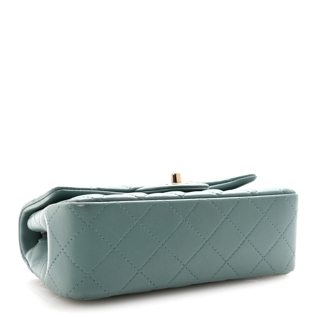 Chanel Lambskin Quilted Mini Rectangular Flap Green
