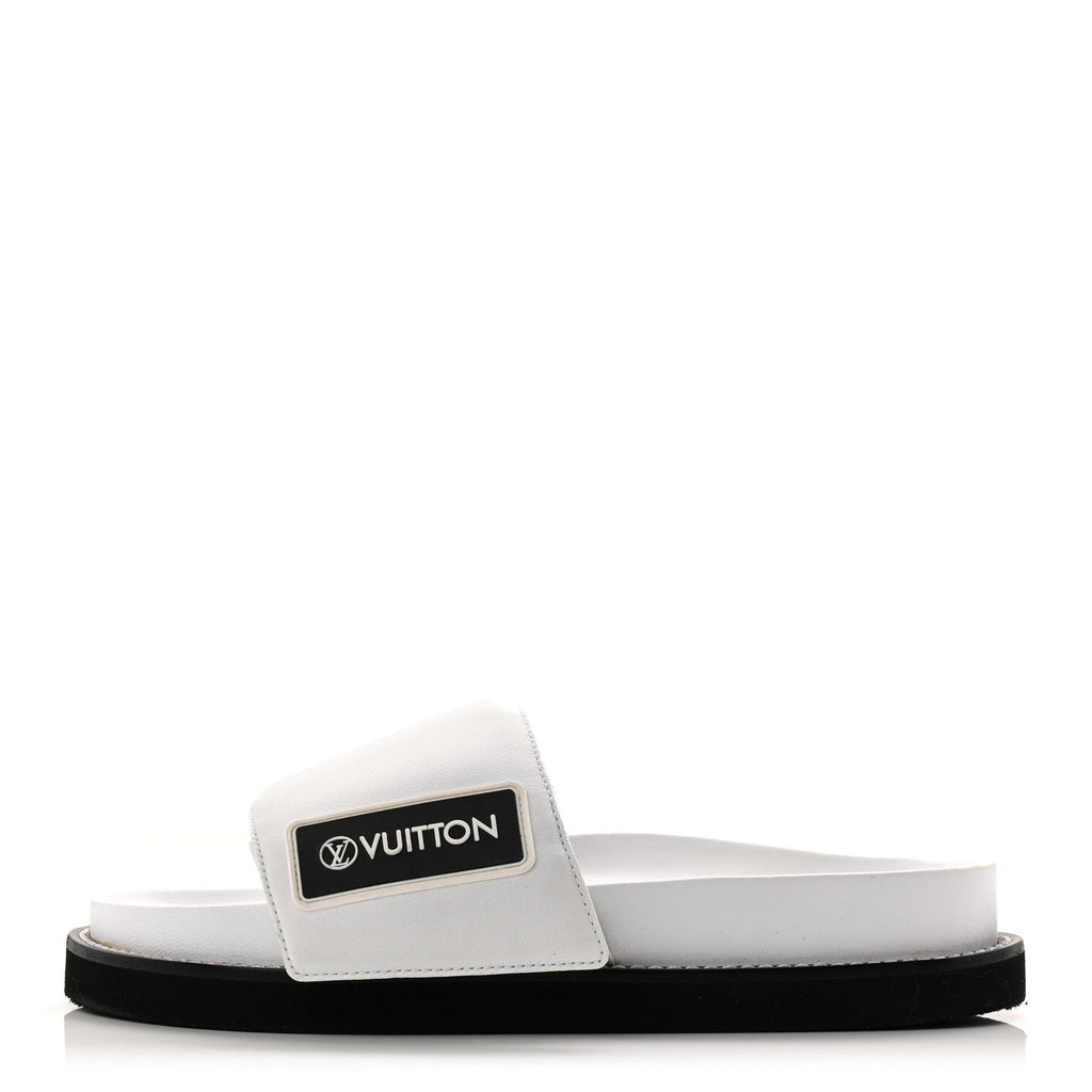 Louis Vuitton Calfskin Sunset Flat Mule Sandals 39 White
