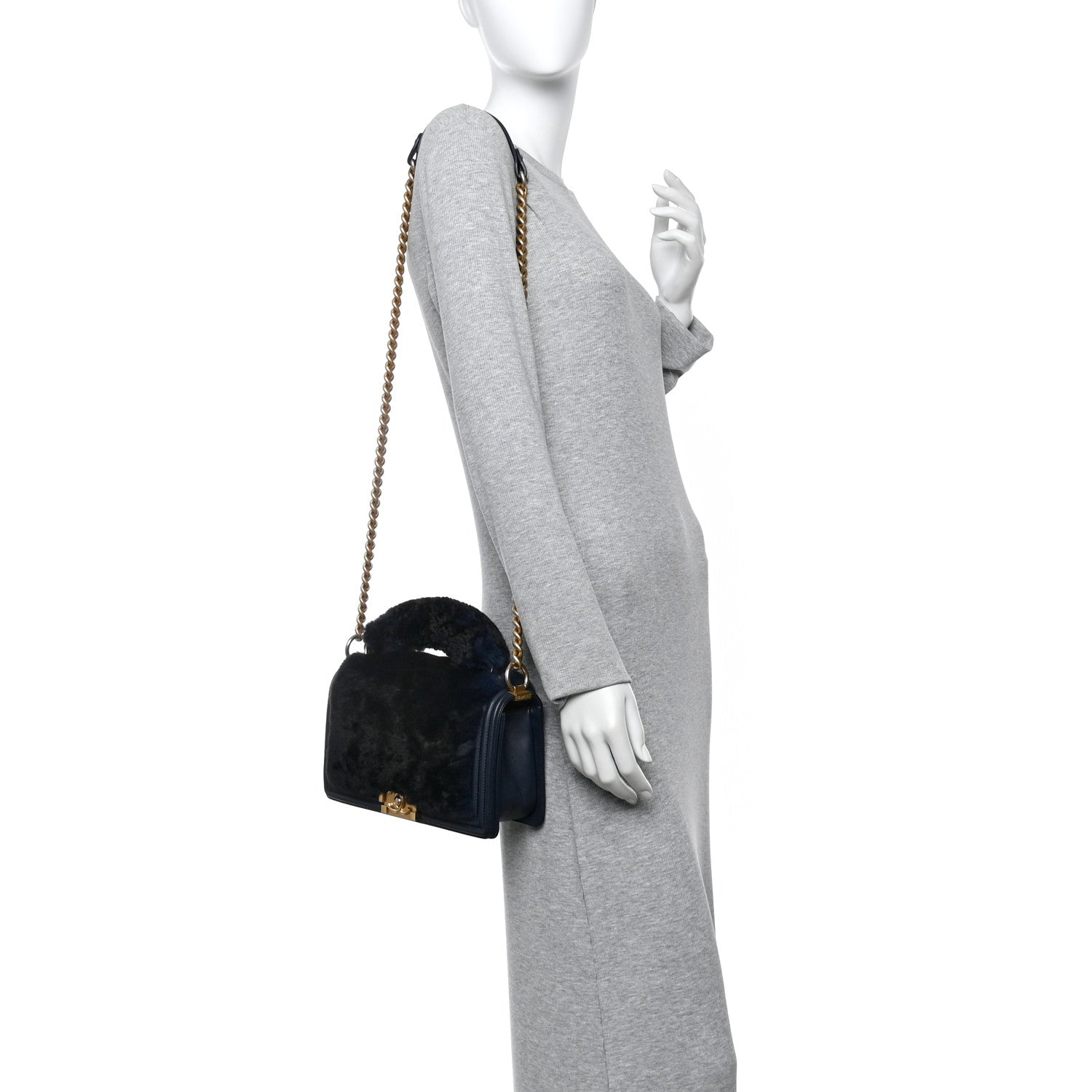Chanel Orylag Medium Boy Top Handle Flap Navy