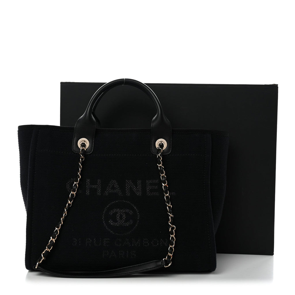Chanel Mixed Fibers Small Deauville Tote Black