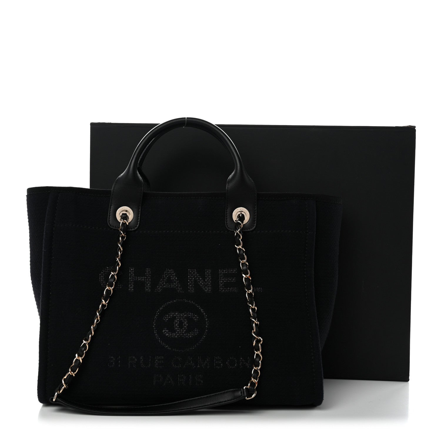 Chanel Mixed Fibers Small Deauville Tote Black