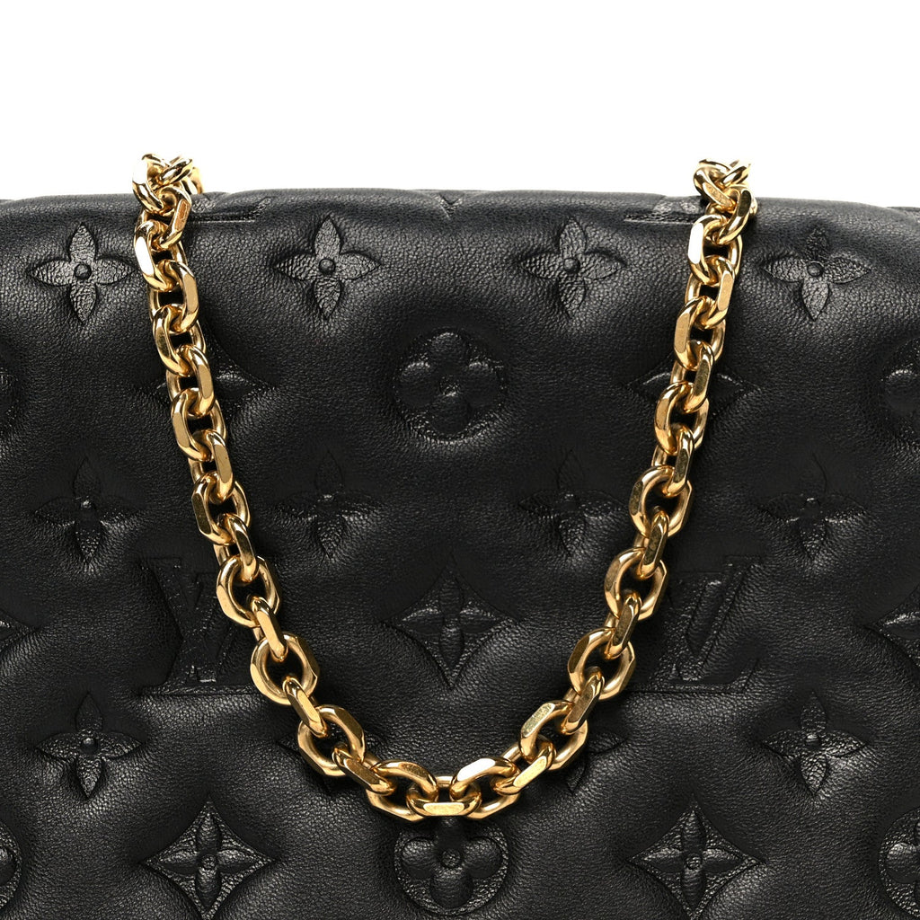 Louis Vuitton Lambskin Embossed Monogram Pochette Coussin Black