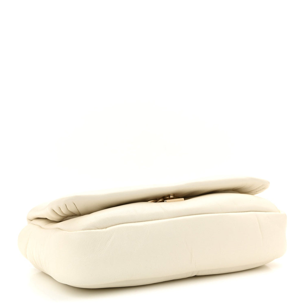 Gucci Lambskin Mini GG Milano Top Handle Shoulder Bag White