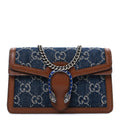 Gucci New Denim GG Monogram Dollar Calfskin Enamel Super Mini Dionysus Shoulder Bag Blue Tea Cuir Epilog Electric Blue