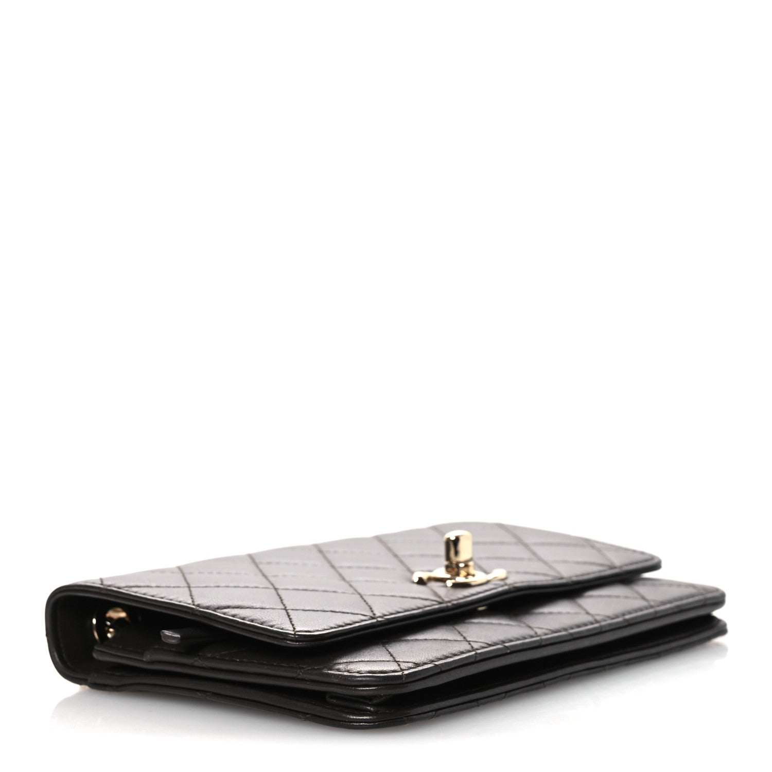 Chanel Lambskin Quilted Trendy CC Wallet On Chain WOC Dark Brown
