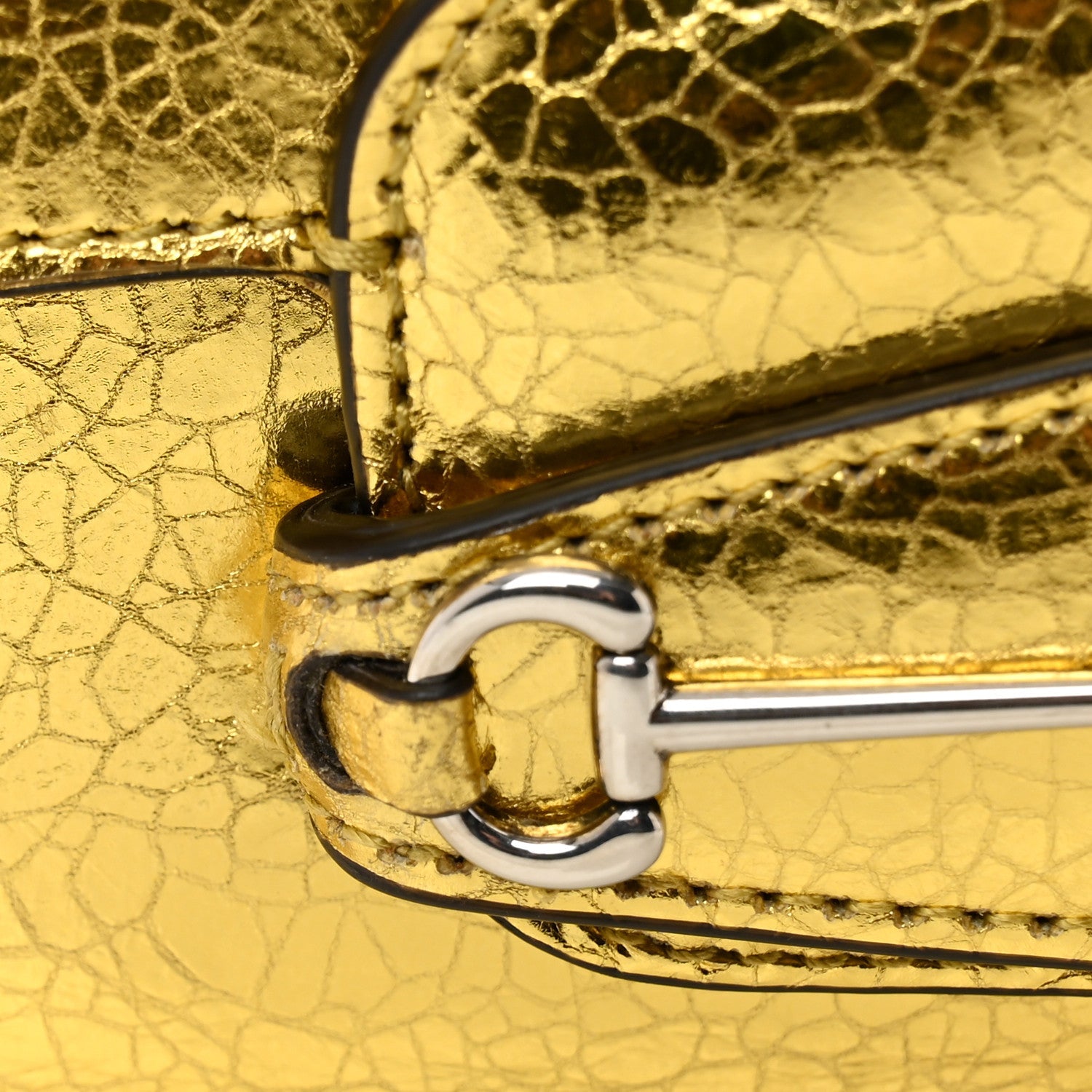 Gucci Metallic Demetra Mini Horsebit 1955 Asymmetric Shoulder Bag Gold