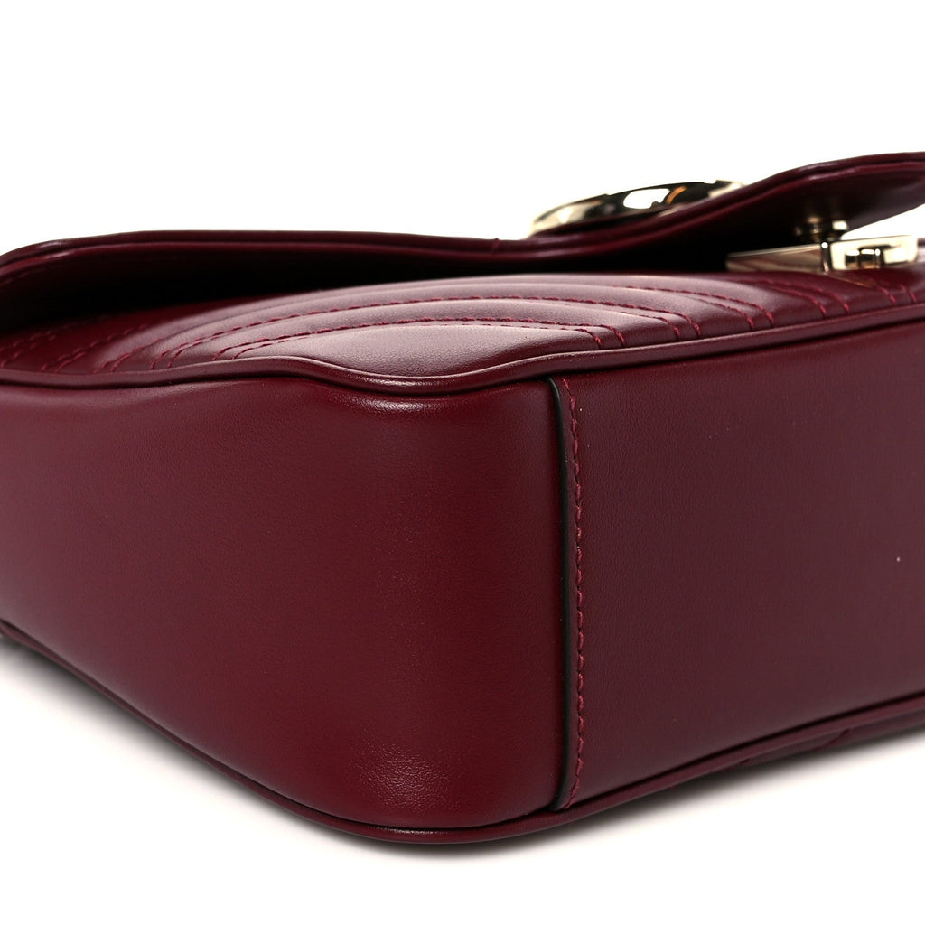 Gucci Calfskin Matelasse Small GG Marmont Shoulder Bag Rosso Ancora Red