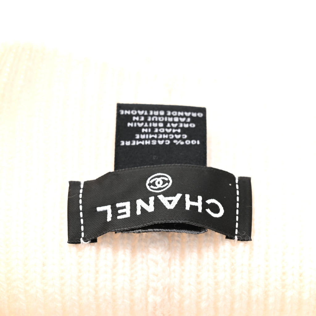 Cashmere Logo Beanie Hat White Grey