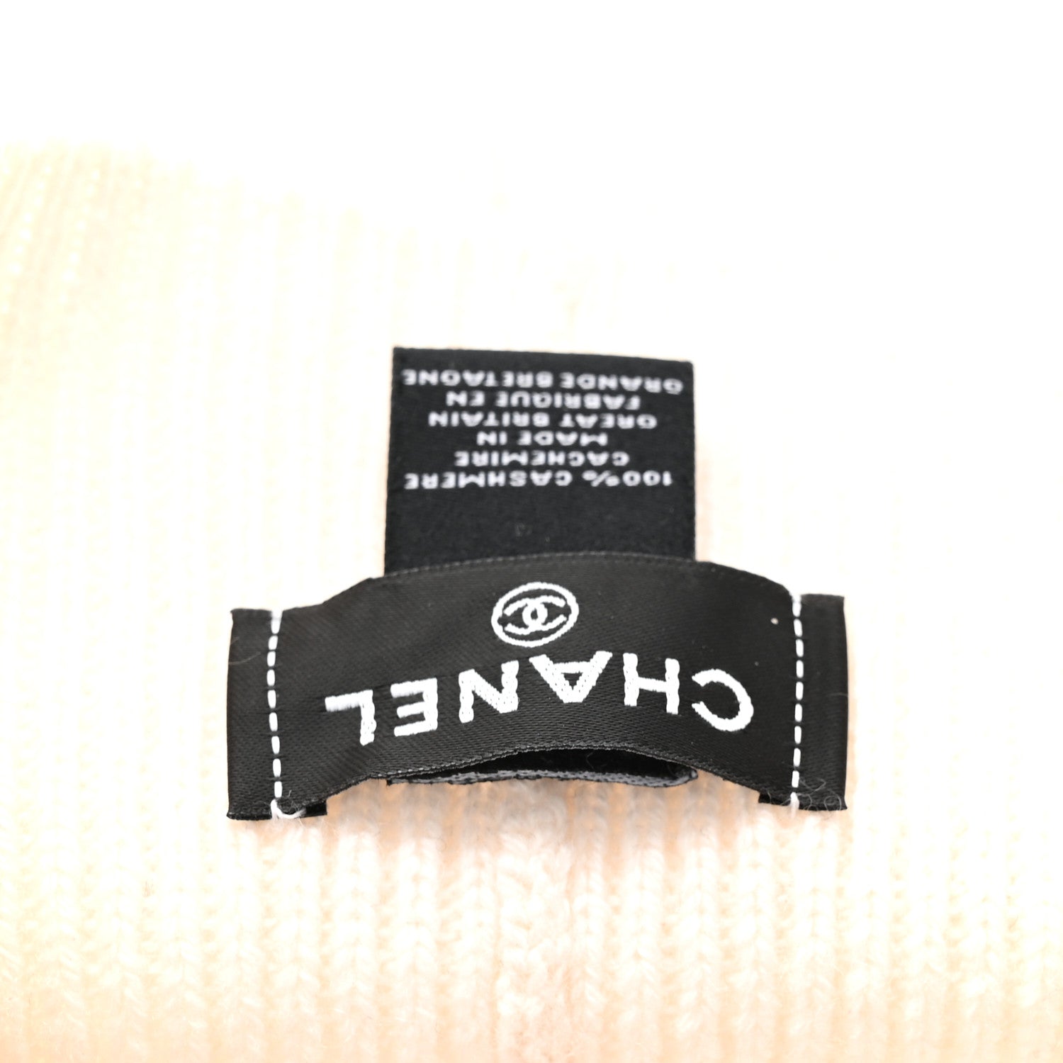 Cashmere Logo Beanie Hat White Grey