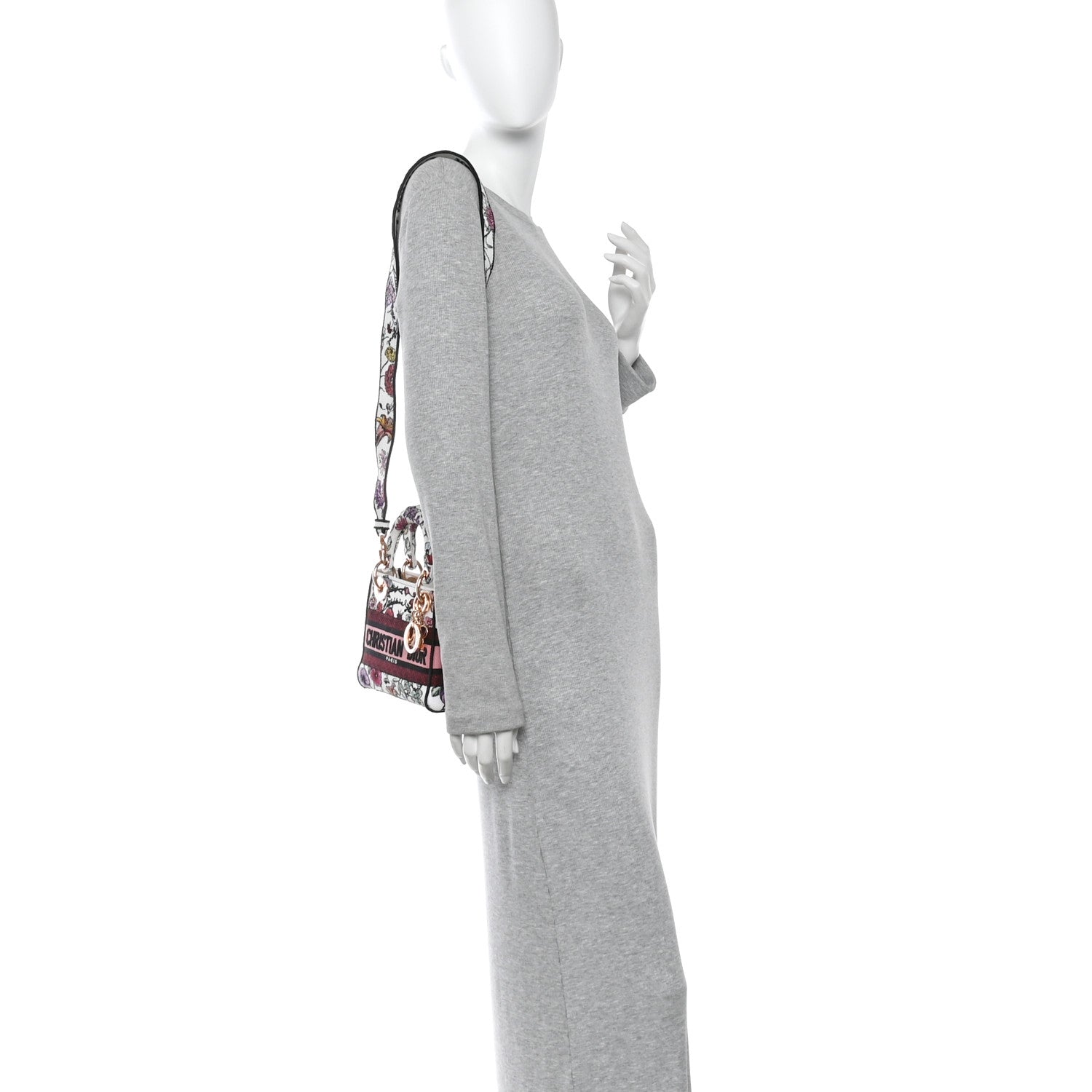 Christian Dior Canvas Florilegio Embroidered Mini Lady D-Lite White Multicolor