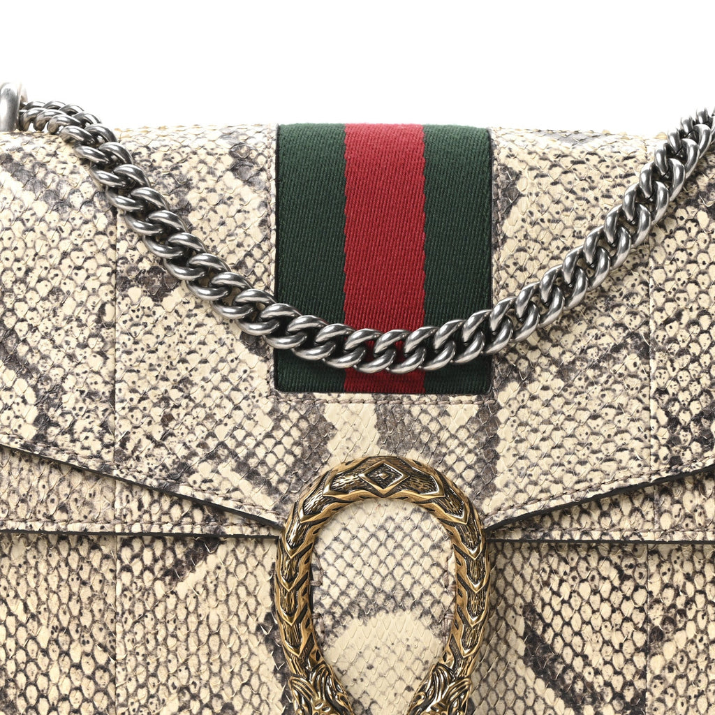Gucci Snakeskin Web Medium Dionysus Shoulder Bag Natural