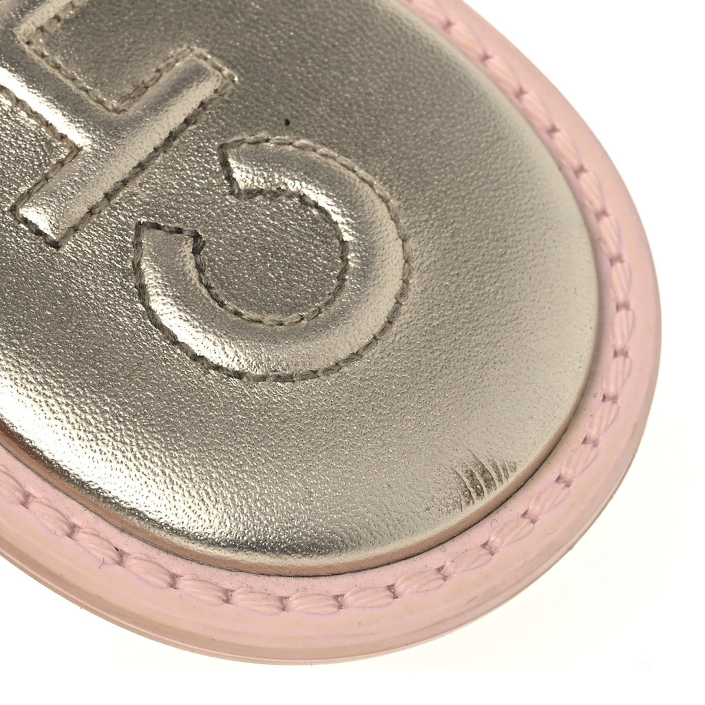 Chanel Tweed Camellia Thong Sandals 37.5 Salmon Apricot Gold