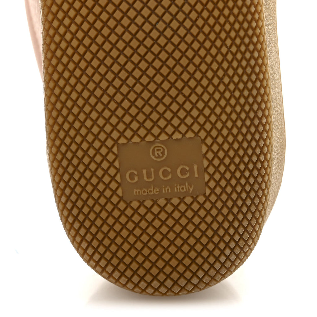 Gucci Calfskin Suede Web Womens G74 Sneakers 37 Oatmeal Soft Rose