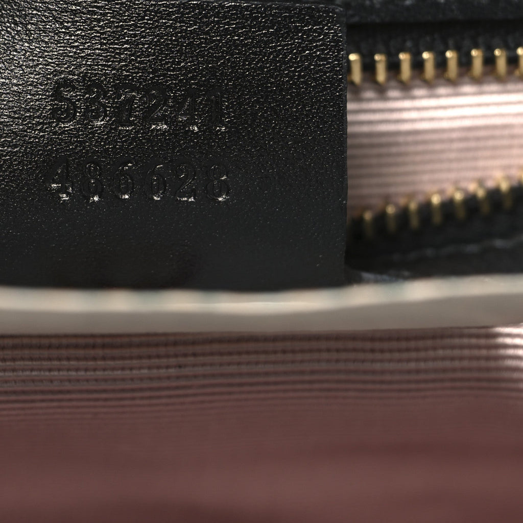 Gucci Vitello Palmellato Lux Crystal Medium Rajah Shoulder Bag Black