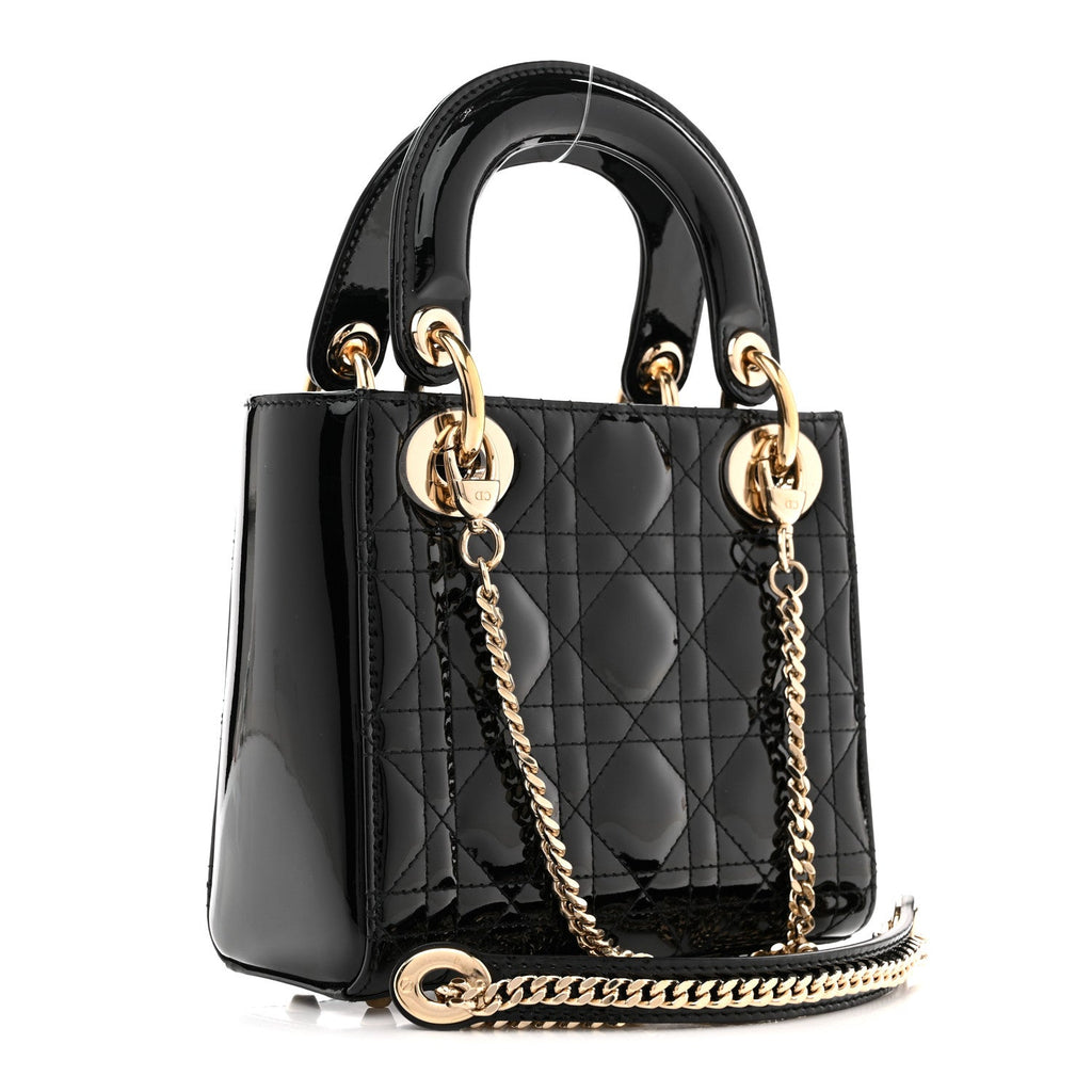 Christian Dior Patent Cannage Mini Lady Dior Black