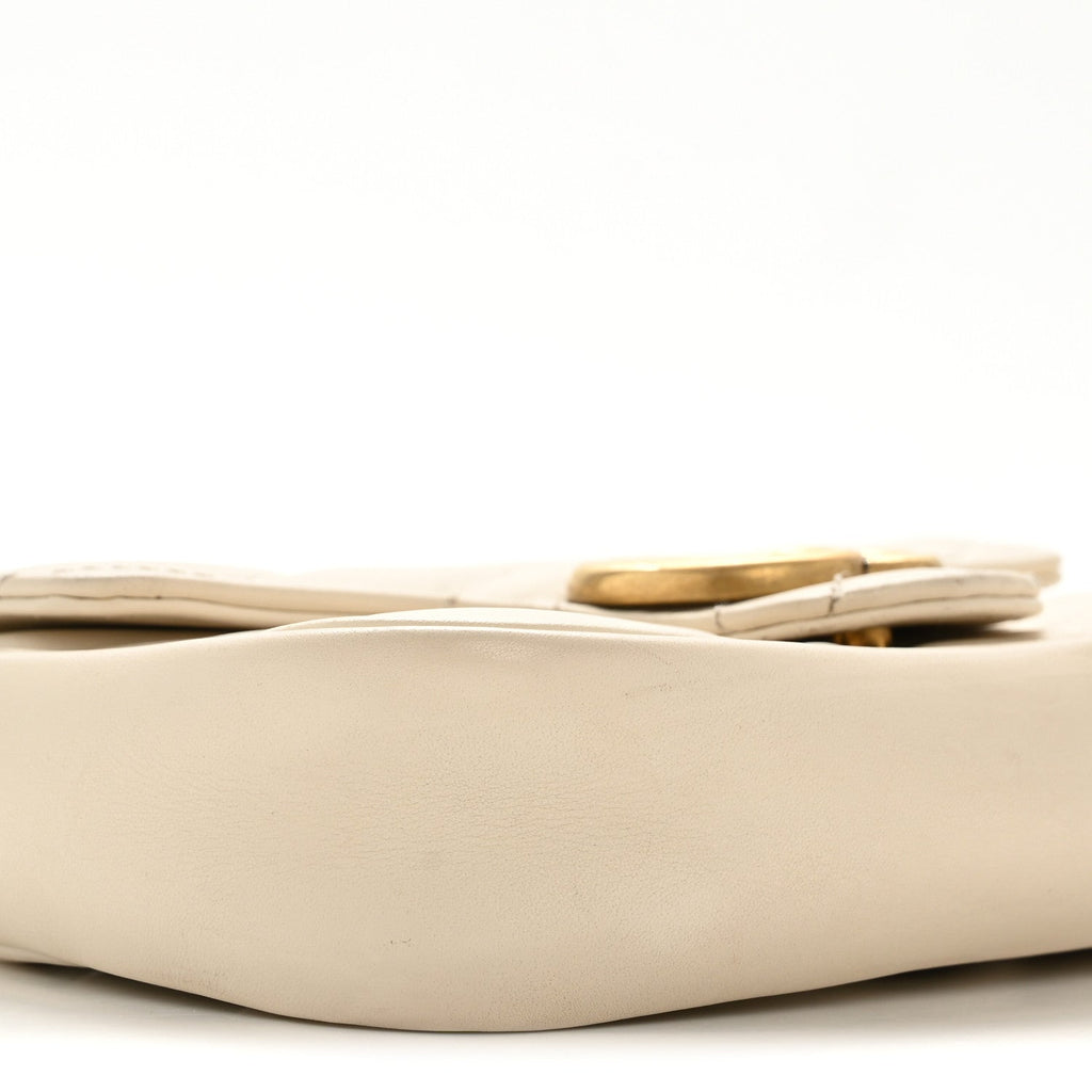 Gucci Calfskin Matelasse Super Mini GG Marmont Shoulder Bag White