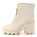 Gucci Calfskin Nappa Rhombus Quilted Trip Ankle Boots 39.5 Great White