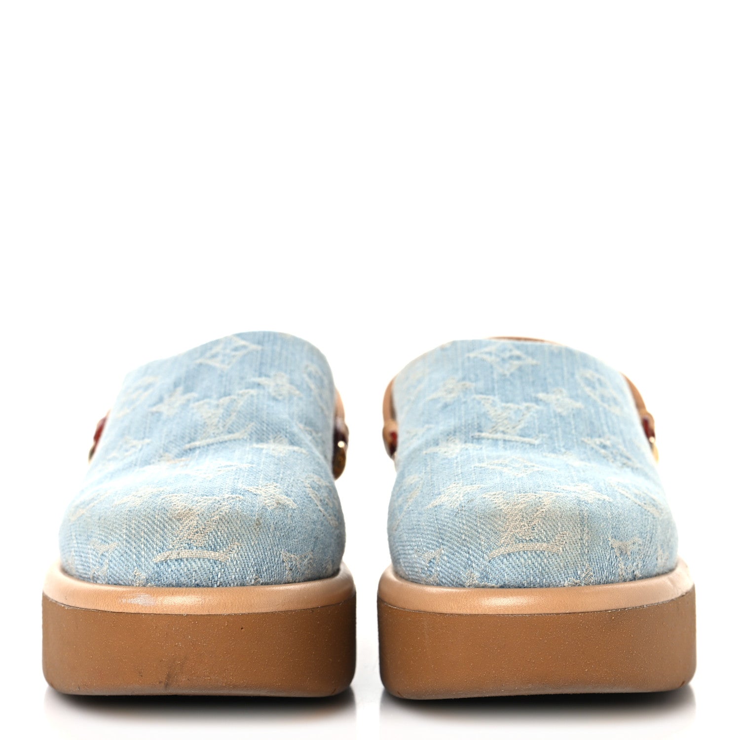 Louis Vuitton Monogram Washed Denim Aspen Platform Clog Mules 36 Blue