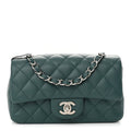 Chanel Caviar Quilted Mini Rectangular Flap Dark Turquoise